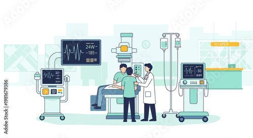 Medical Team in Operating Room with Patient and Advanced Equipment