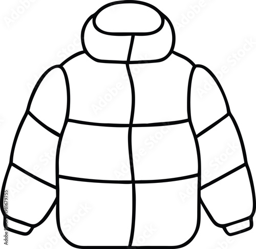 Stylish Hooded Puffer Jacket Outline for Contemporary Winter Fashion and Outdoor Apparel