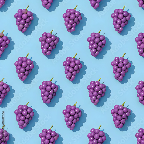 A Pattern Of Bright Purple Grapes On A Solid Light Background