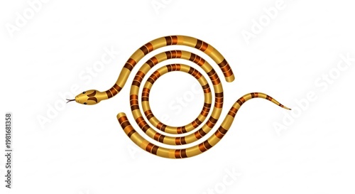 ヘビ模様が優雅に渦巻き描くイラストです