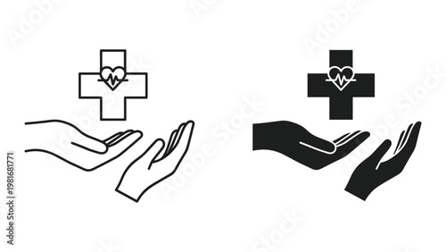 Medical professional hand support healthcare icon