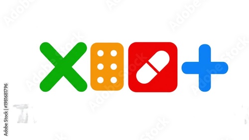 Wallpaper Mural Educational Motion Graphics Animation Showing Medical Icons and Plus Signs Transforming into the Word Math on a White Background Torontodigital.ca