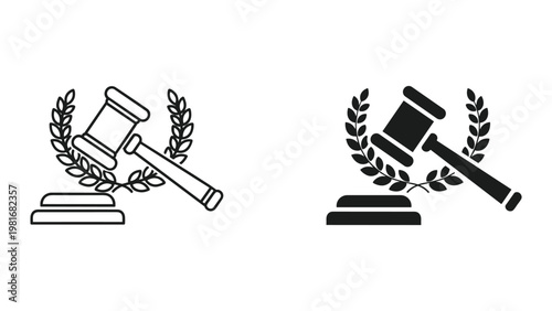 Gavel laurel law justice symbol icon design