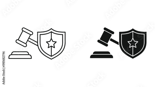 Gavel shield authority law justice emblem icon