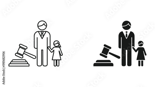 Courtroom judge child legal case illustration