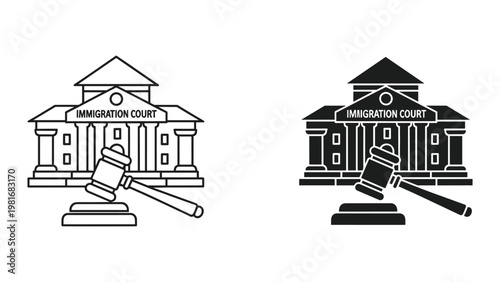 Immigration court gavel law justice concept icon