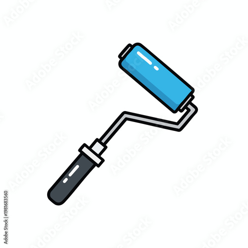 Minimalist Illustration of a Handheld Paint Roller for Creative and Home Improvement Projects