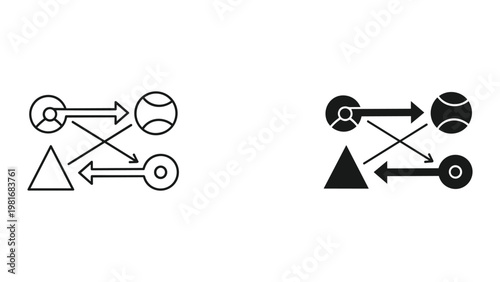 Fotografie Attraction repulsion force diagram physics icon