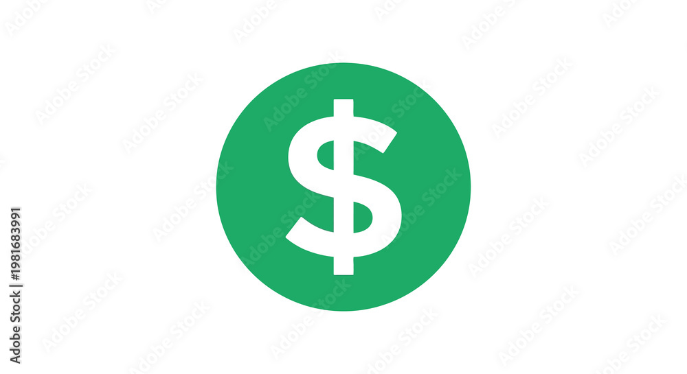 Obraz premium A green circle displays a white dollar sign representing money