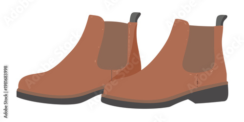 A pair of stylized orange chelsea boots against a black background