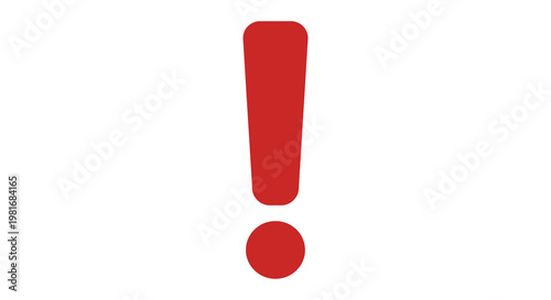 A bright red exclamation point symbol isolated on a white background