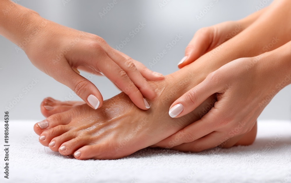 Naklejka premium Caregiver Assisting Senior Citizen with Foot Washing Routine