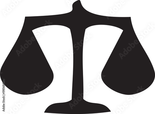 Symbol of Justice: A stark silhouette of the scales of justice, representing balance and fairness, stands out in simple elegance.