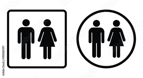 Black and white icons depicting male and female figures both as pairs