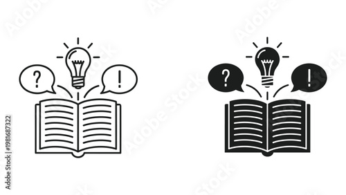 Open books question exclamation learning icon