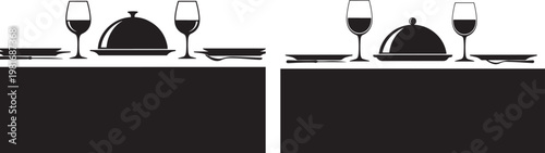 Formal dining table setting with cloches and wine glasses main course fine dining food service restaurant interior table arrangement restaurant celebration hospitality surprise appetizer