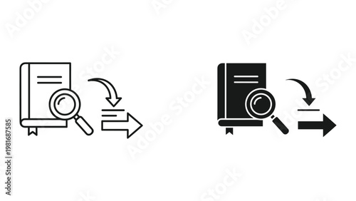 Document search magnifier analysis icon design