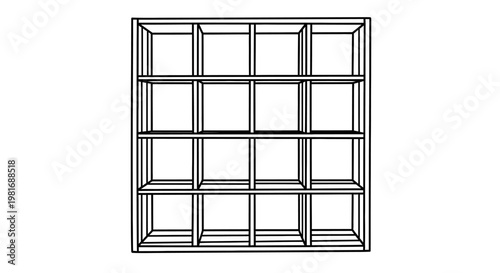Empty Grid Shelving Unit Display Storage.
