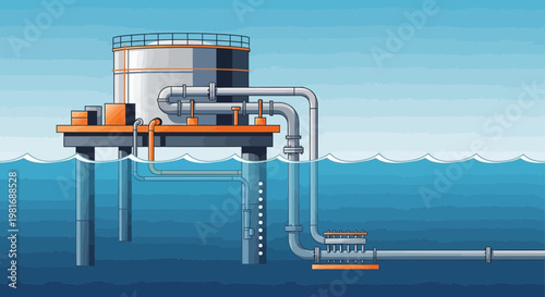 Offshore Water Treatment Plant with Submerged Intake and Storage Tank