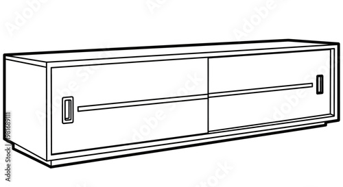 Modern Minimalist Long Cabinet With Sliding Doors.