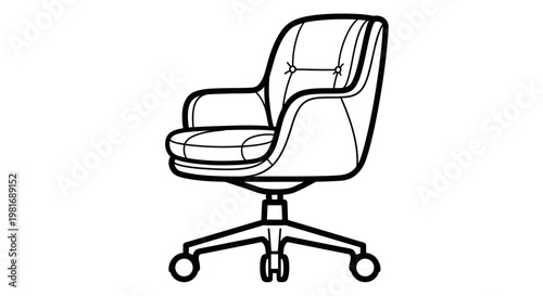 Modern Office Chair with Wheels and Armrests.