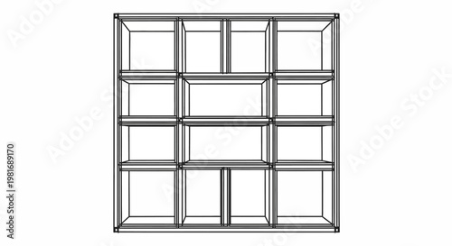Modern Modular Shelving Unit with Multiple Compartments.
