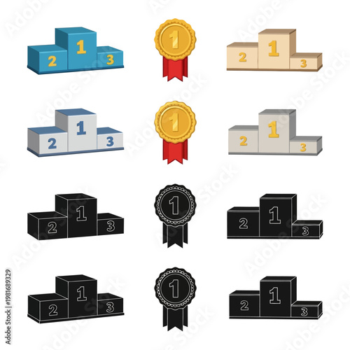 Trophy and Medal Icons for Winners.