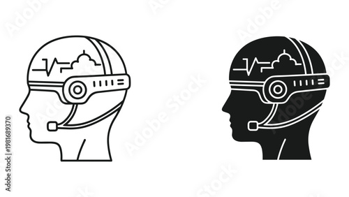 Futuristic head AI cloud brain concept icon
