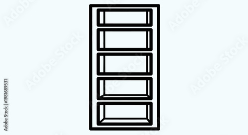 Simple Line Art Illustration of a Tall Rectangular Shelf Unit.