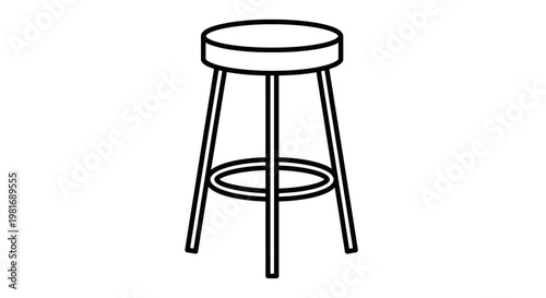 Simple Line Drawing of a Modern Bar Stool.