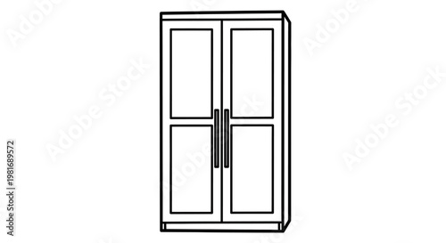 Simple Line Drawing of a Double Door Cabinet.