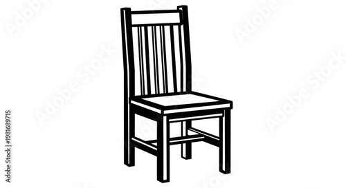 Simple Wooden Chair with Vertical Slats Back.