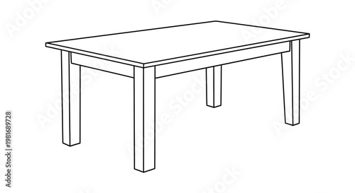 Simple wooden table line art illustration.