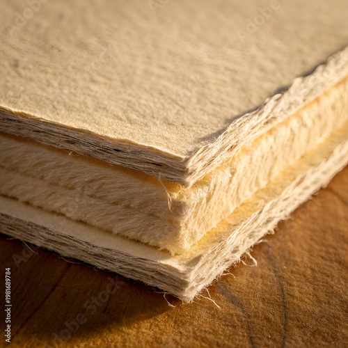 Aged Paper with Deckled Edge a Close Up Macro Shot