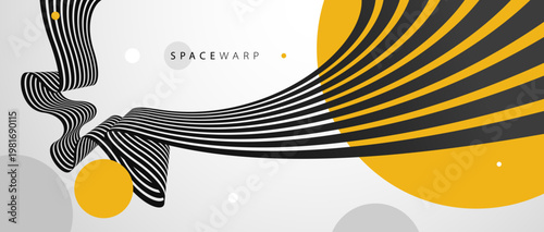 3D perspective lines and circles vector abstract background, curve stripes ribbon bent wallpaper, road journey concept, dynamic wallpaper.