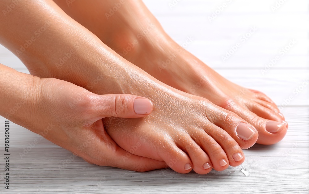 Naklejka premium Caregiver Assisting Senior Citizen with Foot Washing