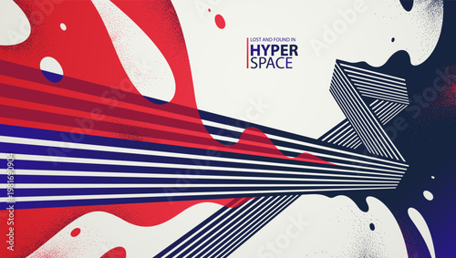 Blast of exploding lava over parallel lines in perspective vector abstract background, concept of order converting to chaos as entropy is rising, surreal fluid splash.