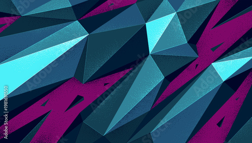 Low poly broken abstract background vector, chaos and anxiety wallpaper breaking shapes to pieces, destroyed 3D dimensional form in motion.