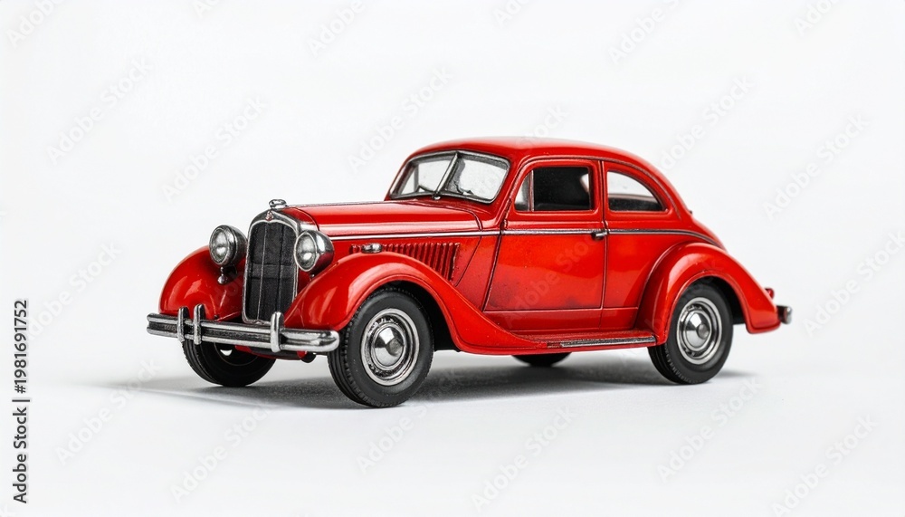 Fototapeta premium Vintage Red Convertible Model Car with Pink Flowers