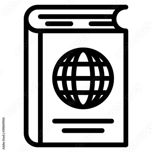 minimal line travel guide icon book information tourism knowledge reference editable stroke concept