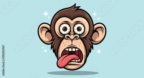 Photography Funny Monkey Face Cartoon Illustration 1.