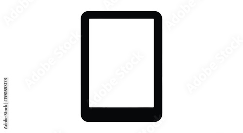 Minimalist black outline of a tablet device against a white background silhouette