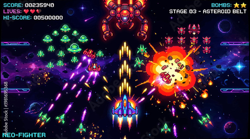 Retro Pixel Art Space Shooter Game in Nebula