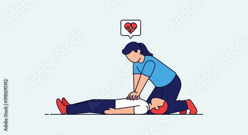 Woman performing CPR on unconscious man, emergency medical help, life saving