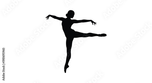 A graceful dancer poses in mid air exhibiting dynamic movement a striking silhouette