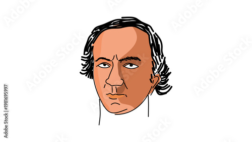 Jean Baptiste Dumas portrait, flat vector illustration