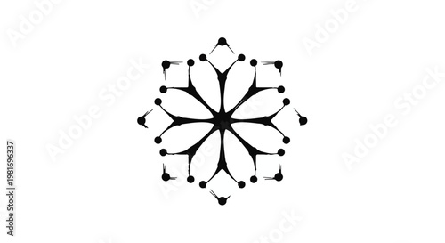 Network node structure features a central core expanding into radiating points connected by delicate lines to visualize complex system connectivity and distributed technological architecture.