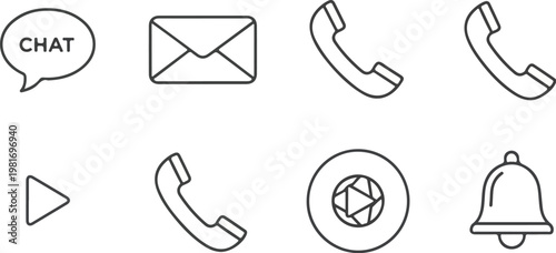 Communication Channels Minimal Icons for Digital Interaction