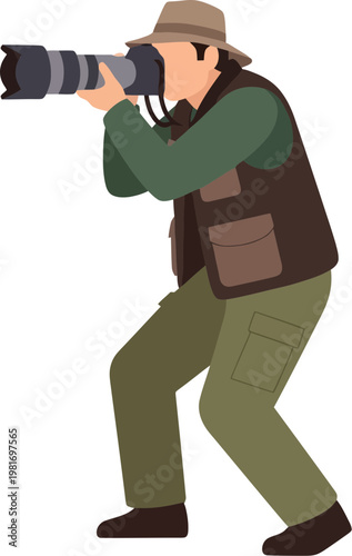 Man holding large camera equipment outdoors.