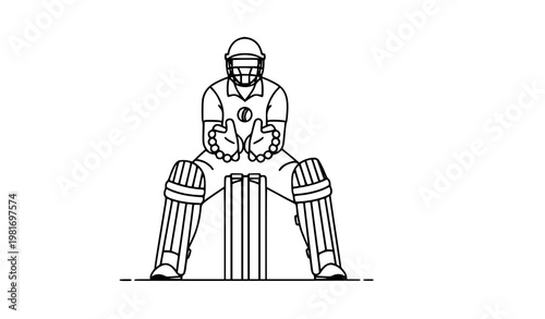 Cricket wicket keeper ready behind stumps sport event banner vector illustration